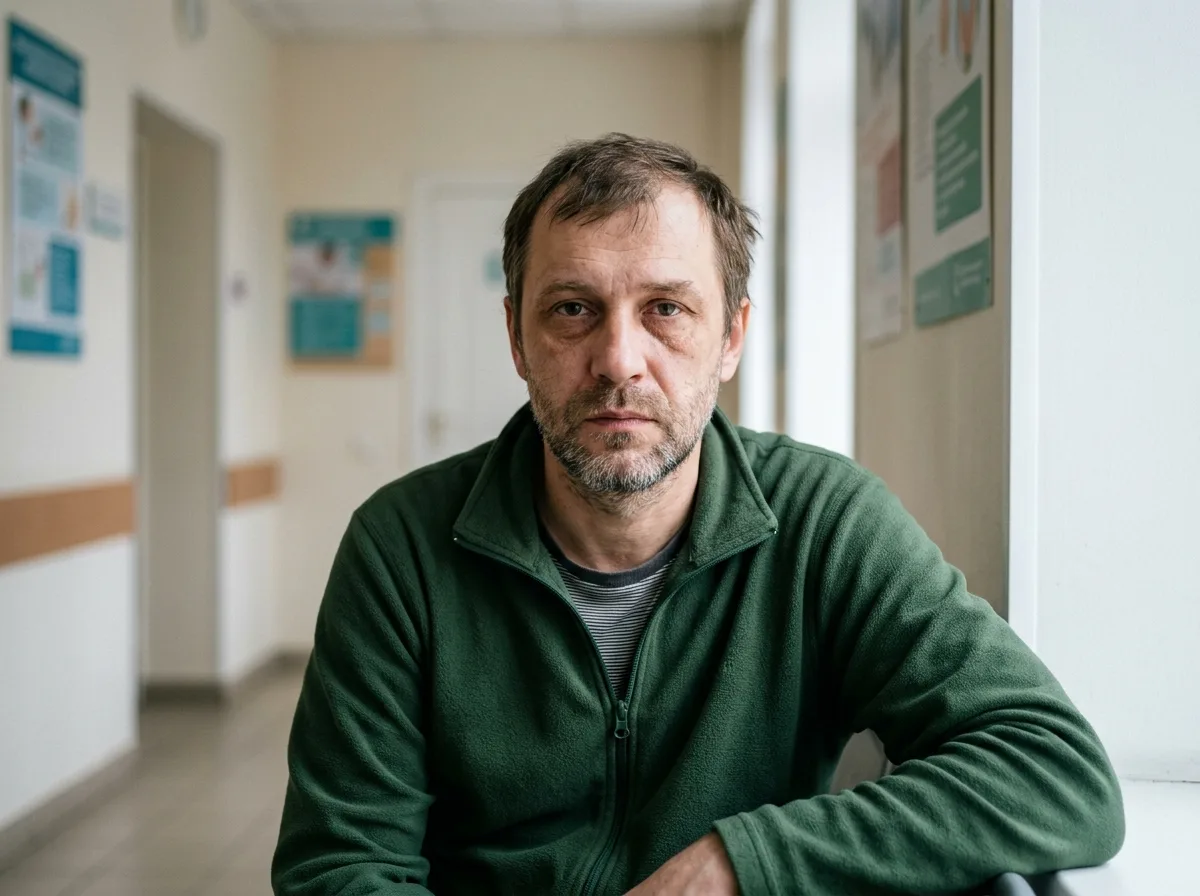 Аватар мужчины 40 лет, пациент нарколога, фото для отзыва, нейтральный фон